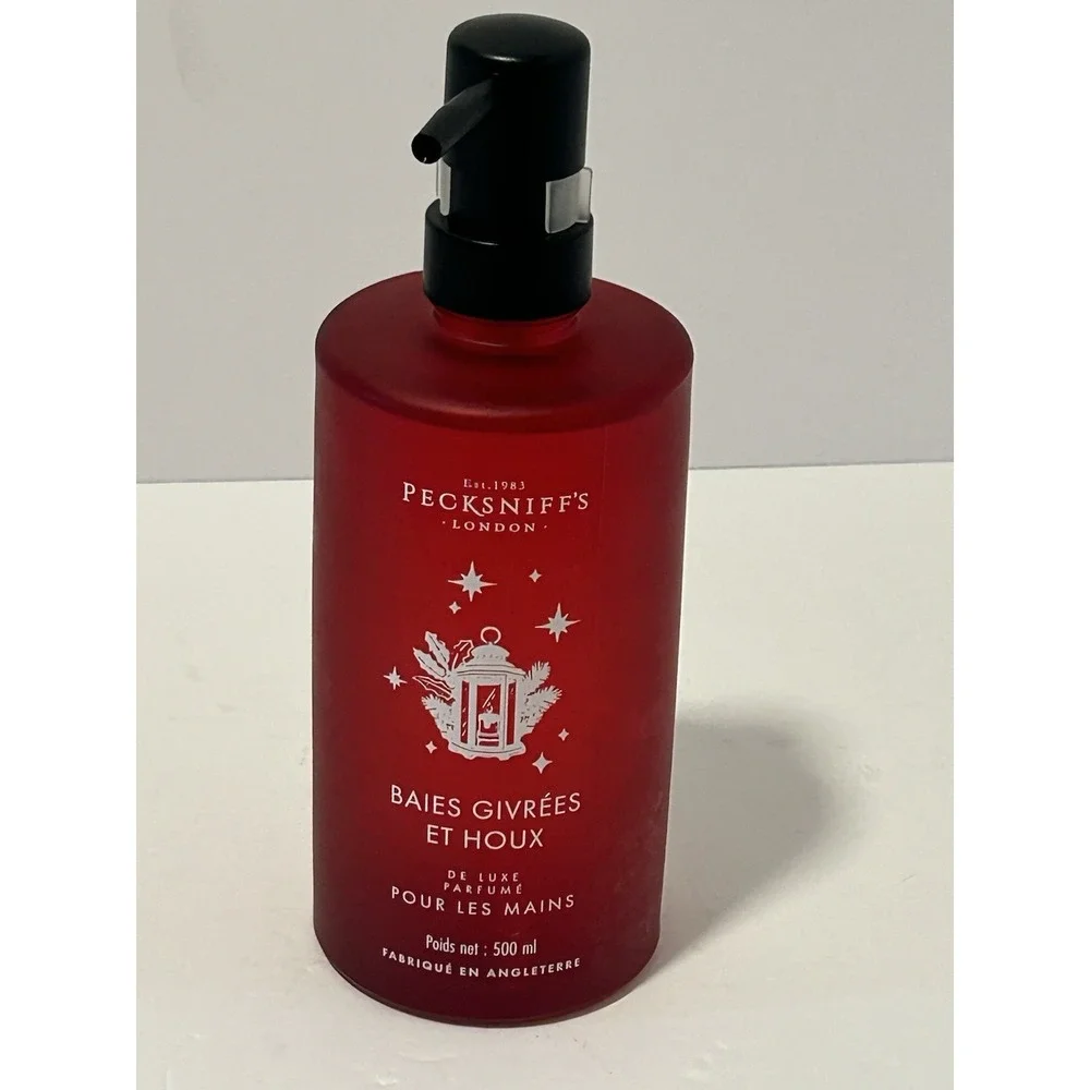 Pecksniff's Frosted Berries & Holly Hand Wash 16.9 oz Glass Bottle NEW‎ Holiday